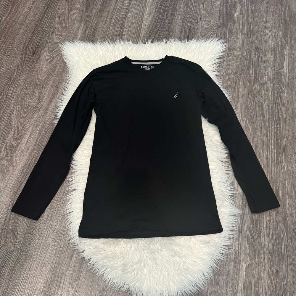 Nautica Long sleeve Black Shirt w/embroidered nautical logo.